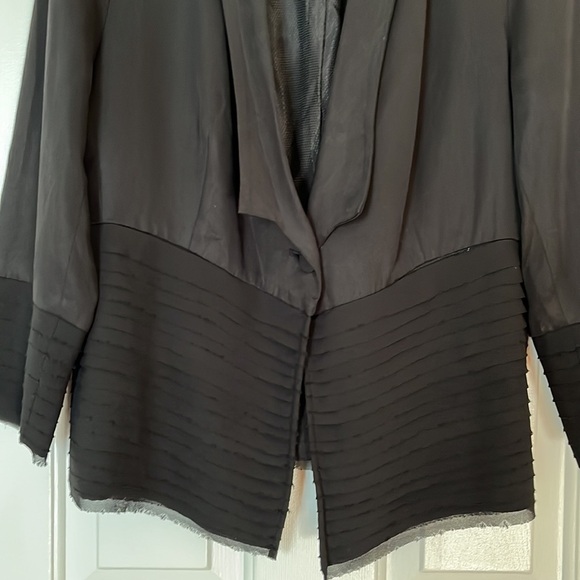 Anthropologie | Fleur Wood Strata Layered One Button Blazer Jacket Black 12 - Picture 5 of 11